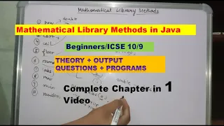 Mathematical Library Methods in Java class ICSE in Hindi Theory Output Questions Programs