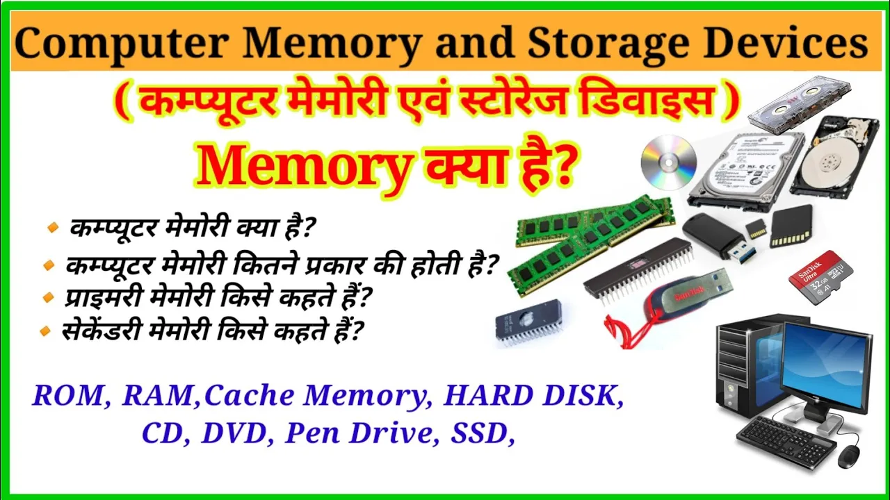 मेमोरी क्या है?|| मेमोरी कितने प्रकार की होती है? What is Memory? || RAM ROM Cache Memory #memory