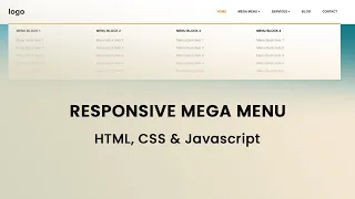 Create a Mega Menu Dropdown Menu Navigation HTML CSS Javascript Responsive Navigation Menu