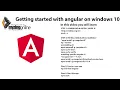 Angular 7 Lesson 1 Getting started with angular in windows 10
