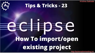 23 How to Import or Open an Existing Project in Eclipse Eclipse Shortcuts Eclipse Tutorial