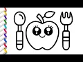 How to Draw APPLE Easy Apple Drawing for Kids Step by Step Tutorial