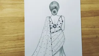 رسومات بنات تعليم رسم بنت كيوت هنديه تحتفل براس السنه رسم بالقلم الرصاص خطوه بخطوه 