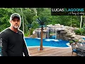 New Jersey Pool with Lazy River Flowing Through Huge Rock Grotto
