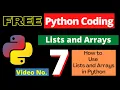 7 Lists and Arrays in Python - Online Python Coding Classes in Hindi