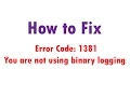 How to Fix you are not using binary logging Error in MySQL