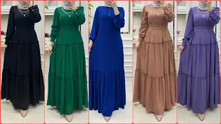 أرقي موديل فساتين صيفي للمحجبات 2024 دريسات خروج للبنات محتشمه 