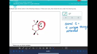ALEKS Identifying chiral centers in a cyclic molecule