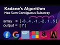kadane s algorithm Largest sum of Contiguous Subarray in Java Code with Anuj