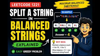 Split a String in Balanced Strings Easy Greedy Problem