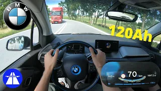 BMW i3 120 Ah 170 HP TOP SPEED GERMAN AUTOBAHN TEST DRIVE 4K MAX ACCELERATION