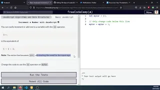 Day 15 Jan 20 - FreeCodeCamp Increment A Number With JavaScript
