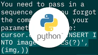 sqlite3 ProgrammingError Incorrect number of bindings supplied The current statement uses 1 and t