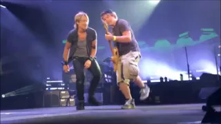 keith urban invites rob joyce a fan to play guitar on stage