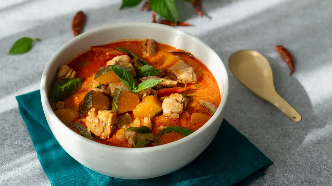 Thai Red Curry Chicken & Squash Recipe  - Hot Thai Kitchen