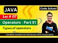 Operators in Java Types of operators in Java Java Tutorial