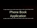 Phone Book Application Project