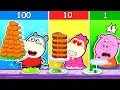 Lagu Wolfoo, Lucy \u0026 Piggy: 100 Layers of Food Challenge #4 | Kids Cartoon