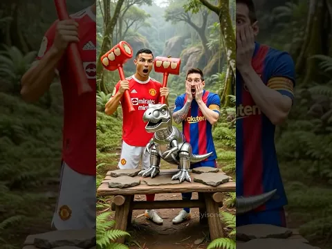 Ronaldo vs Messi, Neymar, Mbappe, and Yamal smash a giant egg together. #ronaldo#ai #shorts