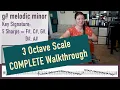 3 Octave Scales g melodic minor WITH instructions