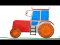 How to easy drawing Tractor for Kids - Children s Coloring Book with 2
