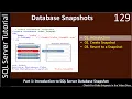 Database Snapshot Part 1 - Introduction to Snapshot SSMS TSQL Tutorial