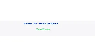 Tkinter GUI - Menu widget 2