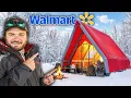 I Bought WALMART s Largest Inflatable A-frame Cabin hot tent winter camping