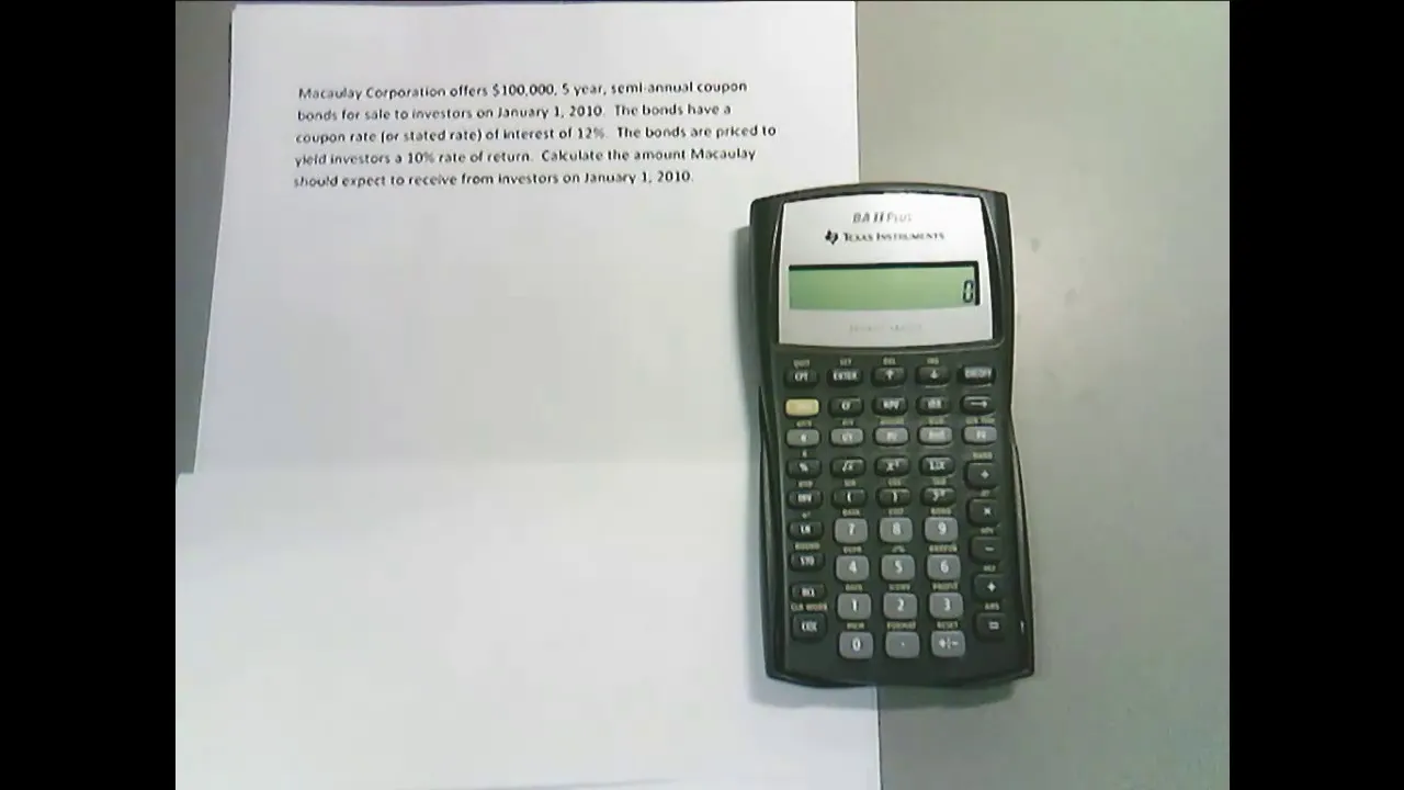 Utilisation de votre calculatrice Texas Instrument BAII PLUS - Trouver la valeur actuelle d'une obligation à paiement semestriel