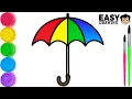 Easy UMBRELLA Drawing How 2 DRAW COLOR an Umbrella