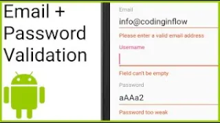 Validate Email ID and password using Android Studio tutorial