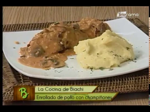 Enrollado de pollo con champiñones 