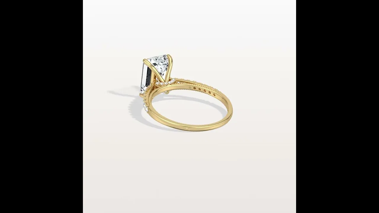 Thea丨Asscher Cut Pave Solitaire 3CT Lab Grown Engagement Ring