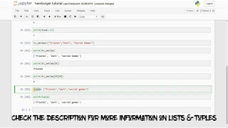 Python with Jupyter Notebook Tutorial - Lists Tuples Part 5