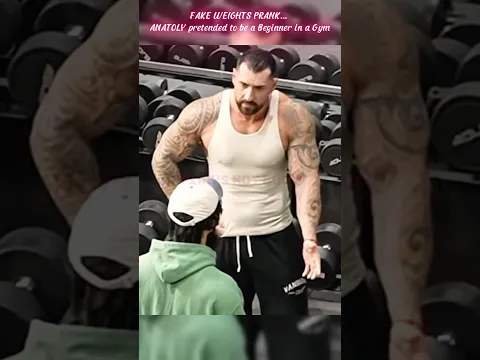 FAKE WEIGHTS PRANK... ANATOLY pretended to be a Beginner in a Gym,...#gym #funny #comedy #trending