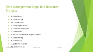 Data Management Steps Involved in Research-Part 1