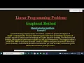 LPP6 Linear Programming Problems Manufacturing Problem Graphical Method Example 3