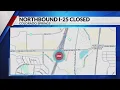 Northbound I-25 closed at Garden of the Gods Rd for crash