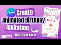 EASY Animated Canva Birt ay Invitation Online RSVP Kids parties Quinceanera More