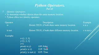 Python Operators Part-2 with practical Malayalam