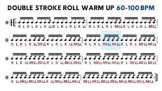 Double Stroke Roll Snare Drum Warm Up 60-100 BPM