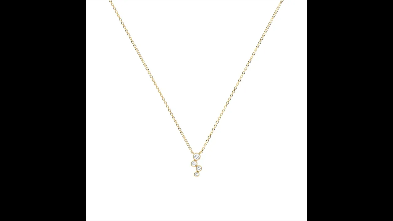 14K Gold/Platinum Bubble Necklace Bezel Set with Four Lab-Grown Diamonds