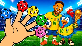 🔵 Família dos Dedos Bolas de Futebol Coloridas ⚽ | Música Infantil | Azul, Vermelha, Verde e Amarela