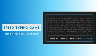 Build a Speed Typing Game using HTML CSS JavaScript