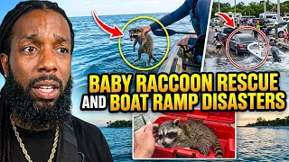 Drowning Baby Racoon Rescue Boat Ramp Disasters Reaction and Unc Logic Circle Decode Boat Safety