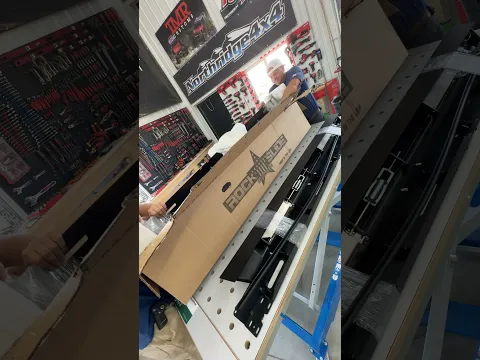 Getting the @rockslideengineering5125 sliders with the auto descend steps installed on Bucks JK