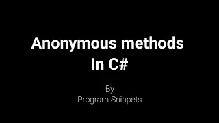 Anonymous method in C