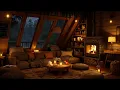 Download Lagu Cozy Retreat Cabin on Rainy Night | Warm Jazz Music with Crackling Fireplace \u0026 Rain Sounds to Unwind