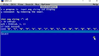 QBASIC program to display only consonant after removing the vowel letters