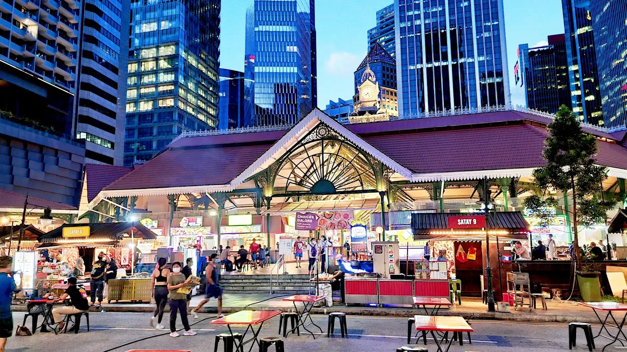 Singapore City Tour | Lau Pa Sat Food Court | Raffles Place Singapore
